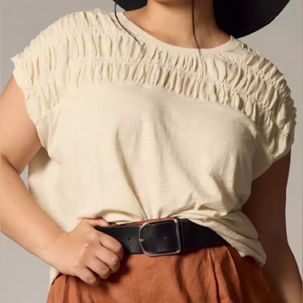 Anthropologie Pilcro oversized tee off-white color size Large